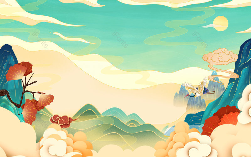 中国风国潮风格电商平面广告背景图,插画/手绘图,插画/手绘图库,插画/手绘图下载,插画/手绘